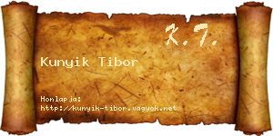 Kunyik Tibor névjegykártya